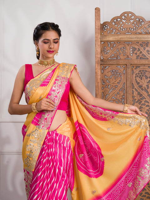 By Bandhani Saree With Wedding wear