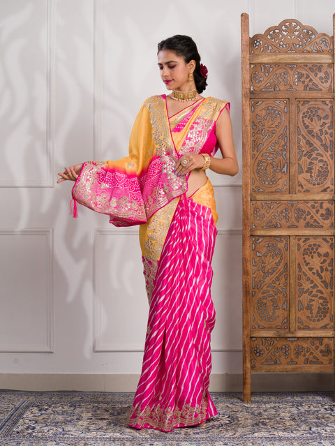 By Bandhani Saree With Wedding wear