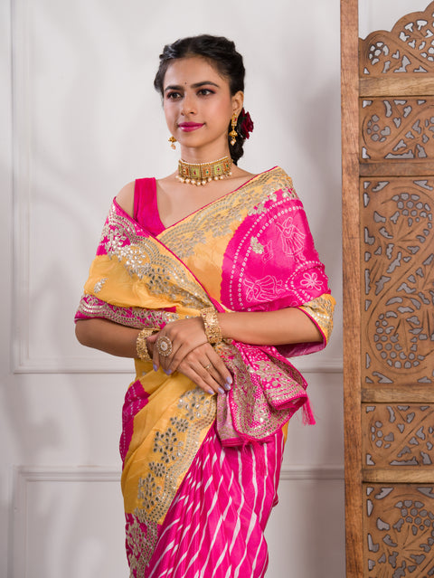 By Bandhani Saree With Wedding wear