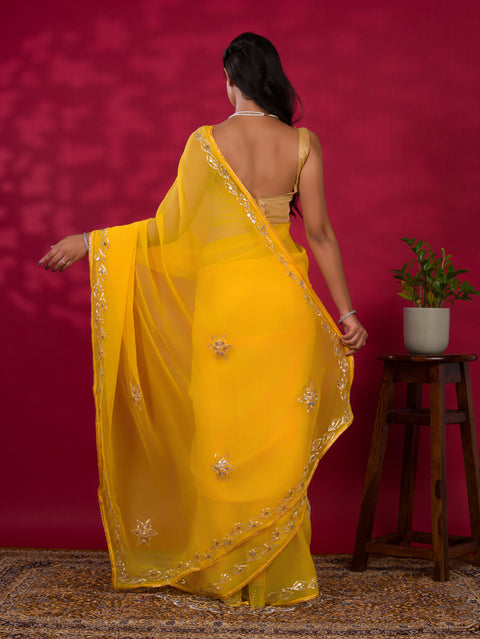 KcPc Latest Chiffon Bollywood Style Gotapatti Work Saree MHS