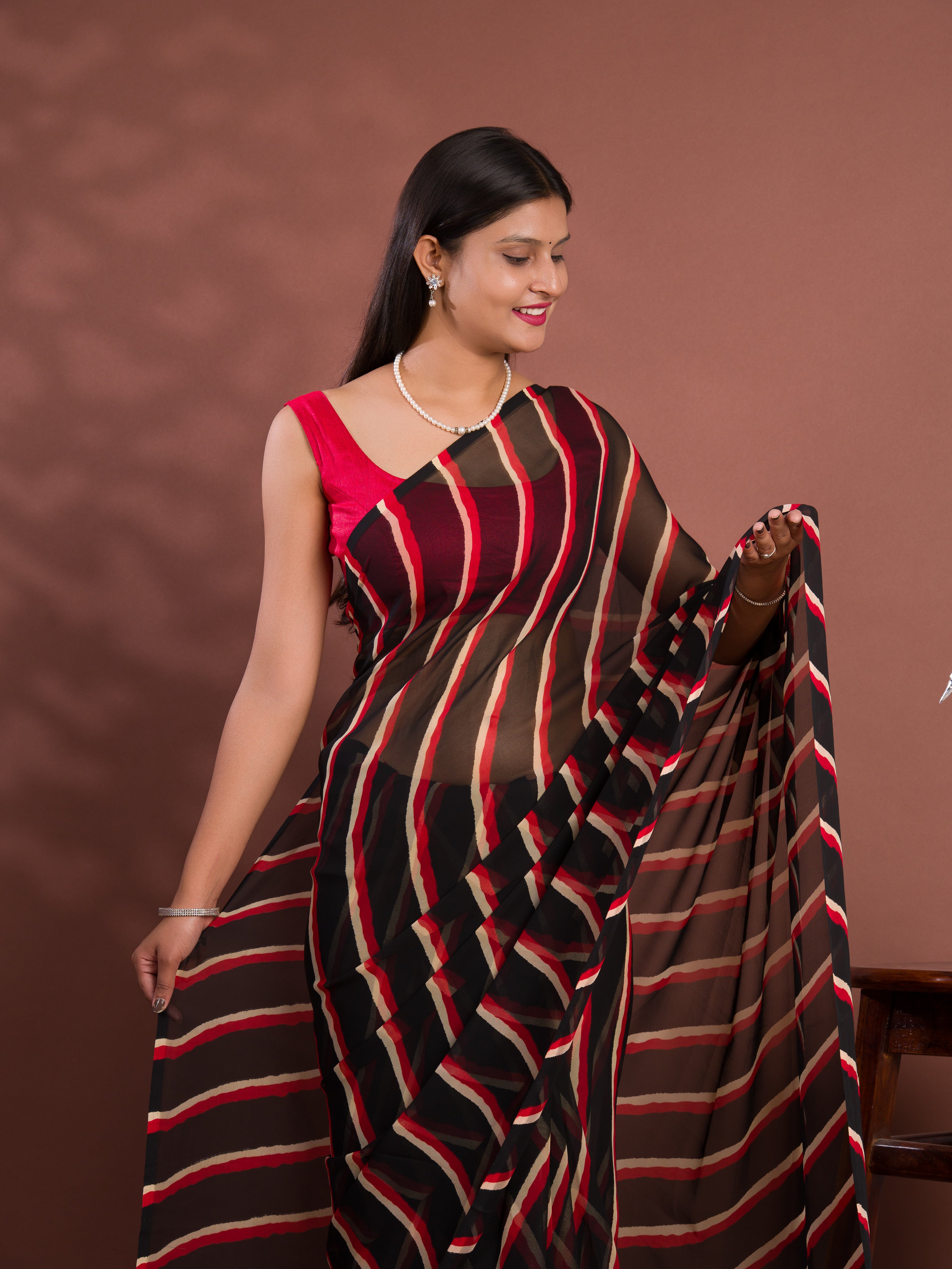 By New Spiceal Chiffon Leheriya Style Causal wear Saree