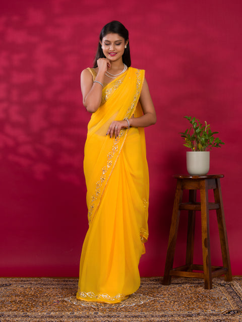 KcPc Latest Chiffon Bollywood Style Gotapatti Work Saree MHS