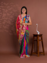 chiffon Silk Bandhani Style With Gotapatti Work Saree