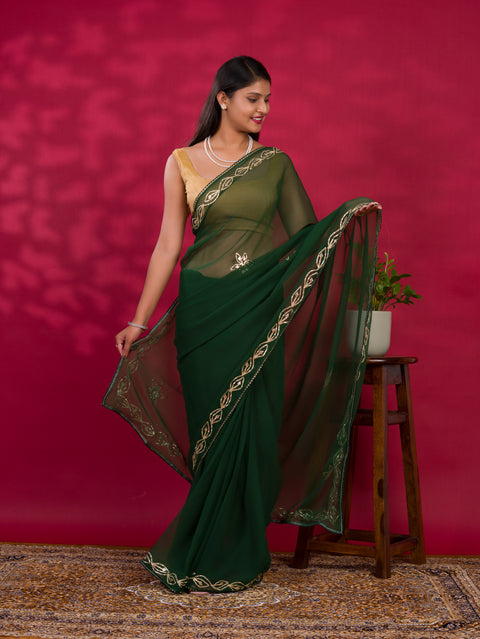 KcPc New Chiffon Bollywood Style Gotapatti Work Saree MHS