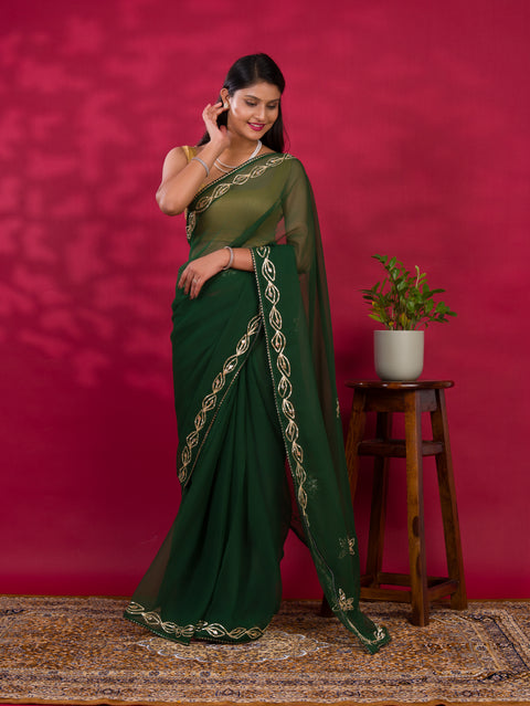 KcPc New Chiffon Bollywood Style Gotapatti Work Saree MHS