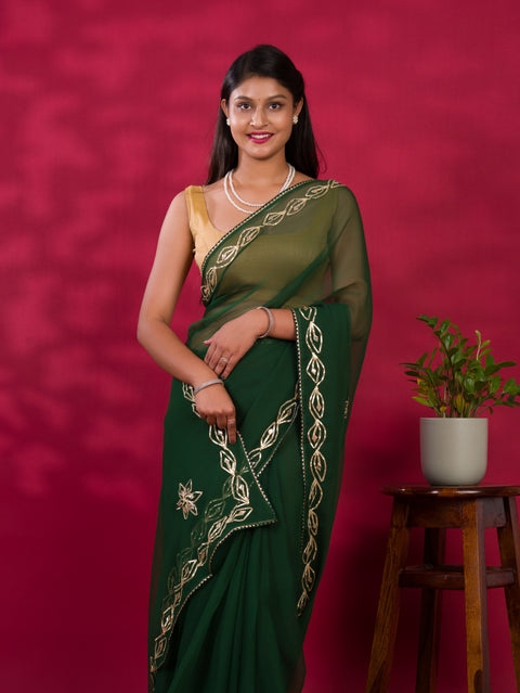 KcPc New Chiffon Bollywood Style Gotapatti Work Saree MHS