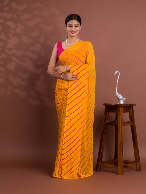 By New Chiffon Leheriya Style With Casual Wear Saree