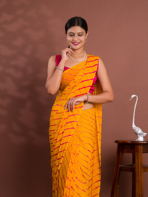 By New Chiffon Leheriya Style With Casual Wear Saree