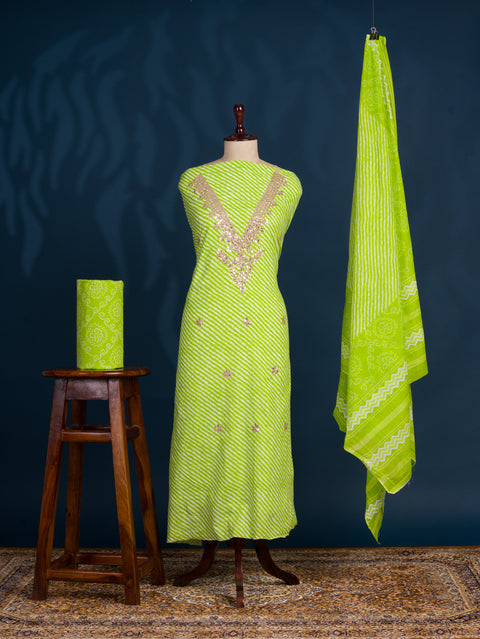 KcPc New Launch Pure Cotton Leheriya Style Suit with Gota Patti Work SJB