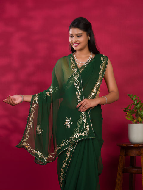 KcPc New Chiffon Bollywood Style Gotapatti Work Saree MHS
