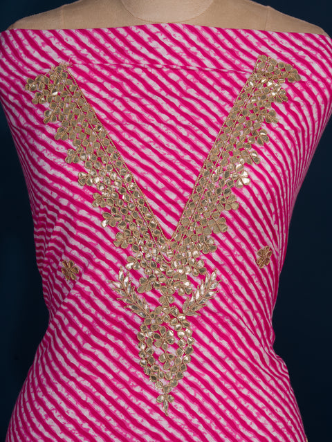 KcPc New Spiceal Pure Cotton Leheriya Suit with Gota Patti Highlights SJB