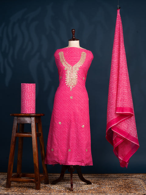 KcPc New Pure Cotton Leheriya Suit with Gota Patti Highlights SJB