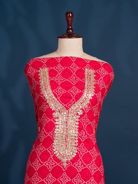 KcPc New Latest Pure Cotton Leheriya Style Suit with Gota Patti Work SJB