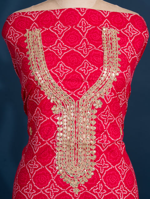 KcPc New Latest Pure Cotton Leheriya Style Suit with Gota Patti Work SJB