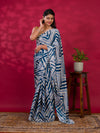By Zig zag Style With Kashida Tari Work Saree