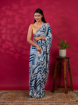 By Zig zag Style With Kashida Tari Work Saree
