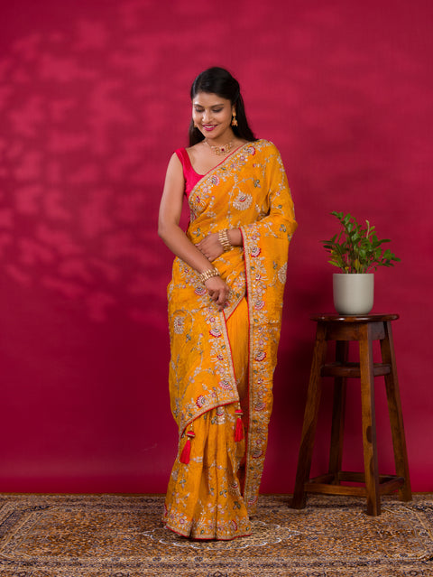 KcPc New Special H O Chinon Rajwadi Style Sequence Embroidery Work saree  PAL