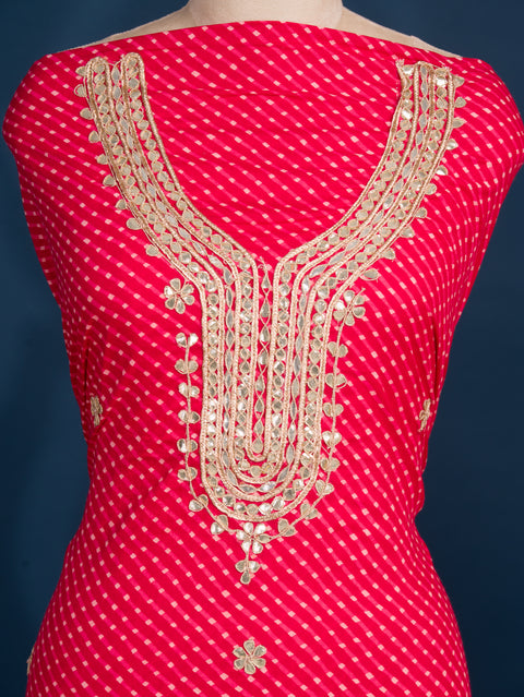 KcPc New Exquisite Pure Cotton Leheriya Suit with Gota Patti Highlights SJB