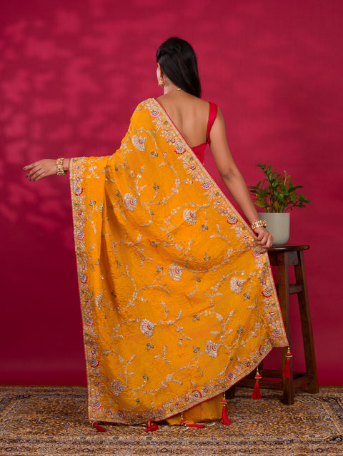 KcPc New Special H O Chinon Rajwadi Style Sequence Embroidery Work saree  PAL