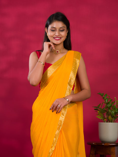 KcPc New arrival Pure ojariya Chinon Beautiful Zari border Pallu saree,MAHA