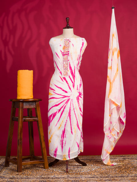 KcPc New Beautiful Crepe Silk Shibori Print Salwar Suit with Mirror Work RSAF