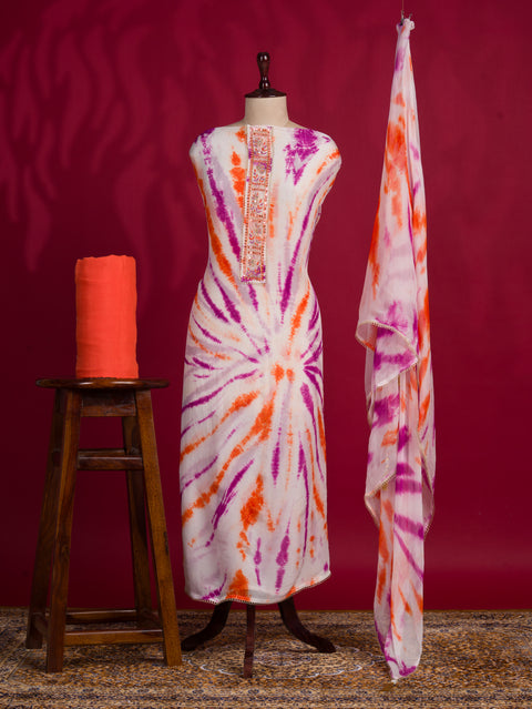 KcPc New Latest Crepe Silk Shibori Print Salwar Suit with Mirror Work RSAF