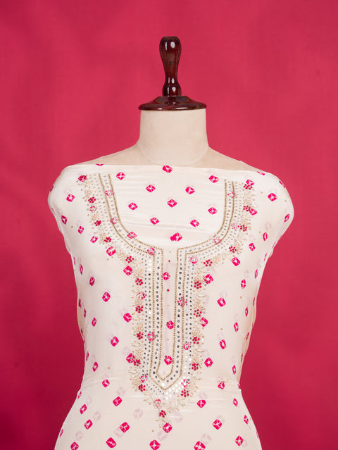 KcPc New Pure Crepe Silk Bandhani Suit with Cutdana & Mirror Work RSAF