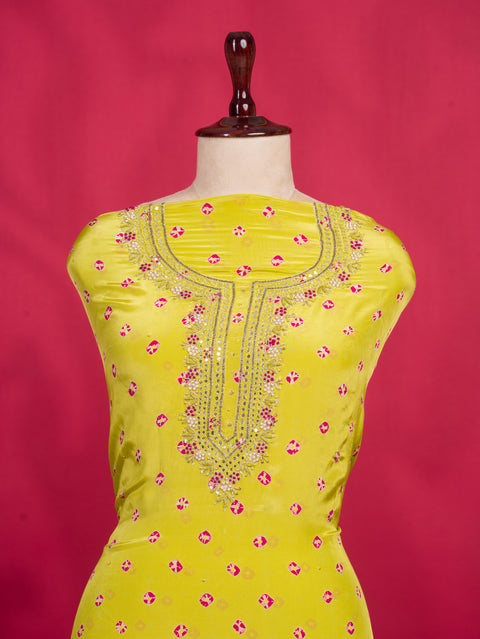 KcPc New Launch Pure Crepe Silk Bandhani Style Suit with Mirror Work RSAF