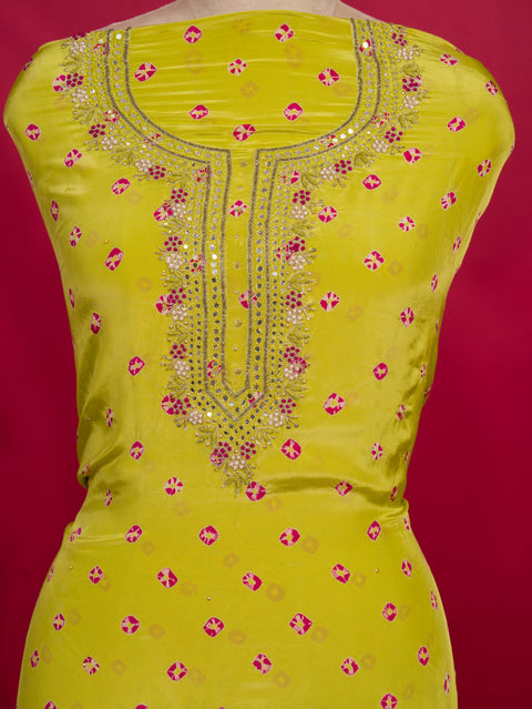 KcPc New Launch Pure Crepe Silk Bandhani Style Suit with Mirror Work RSAF