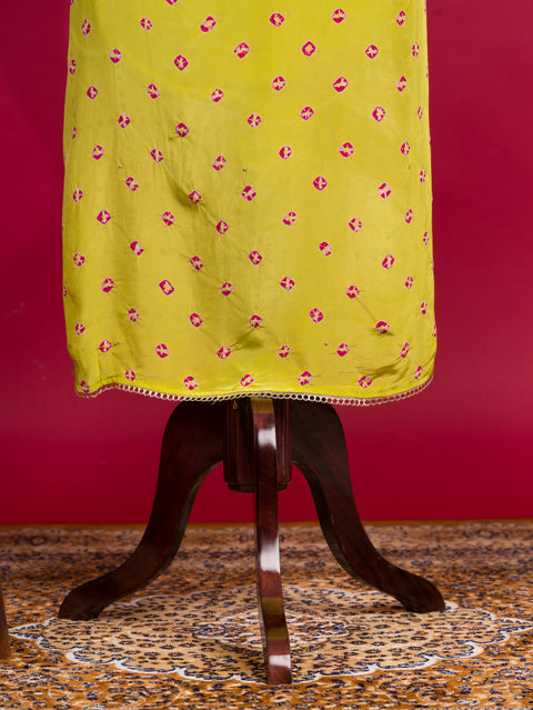 KcPc New Launch Pure Crepe Silk Bandhani Style Suit with Mirror Work RSAF