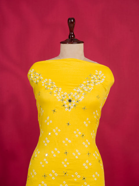 KcPc New Latest Cotton Bandhani Style Suit with Mirror Work RSAF
