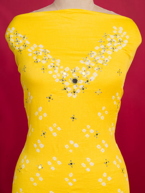 KcPc New Latest Cotton Bandhani Style Suit with Mirror Work RSAF