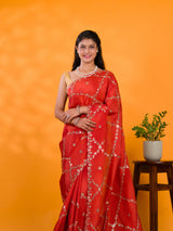 By New Designer Chinon Silk Saree with Traditional Gotapatti Work