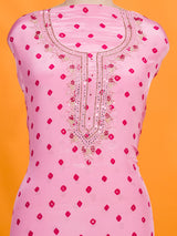KcPc New Latest Pure Crepe Silk Bandhani Suit with Cutdana & Mirror Work RSAF