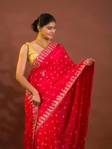 By Bandhani Saree With Cutdana gotapatti work 