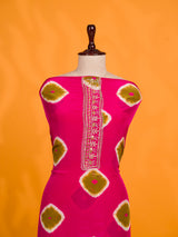 KcPc New Pure Crepe Silk Bandhej Style Suit with Cutdana & Gota Patti Work RSAF