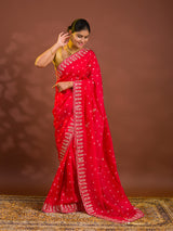 By Bandhani Saree With Cutdana gotapatti work 
