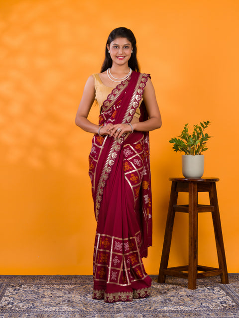 KcPc New Cotton silk Bandhani Gotapatti Work Saree GAN
