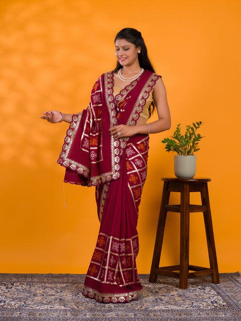 KcPc New Cotton silk Bandhani Gotapatti Work Saree GAN