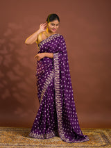 By Bandhani Saree With Cutdana gotapatti work 