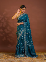 By Bandhani Saree With Cutdana gotapatti work 