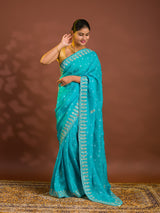 By Bandhani Saree With Cutdana gotapatti work 
