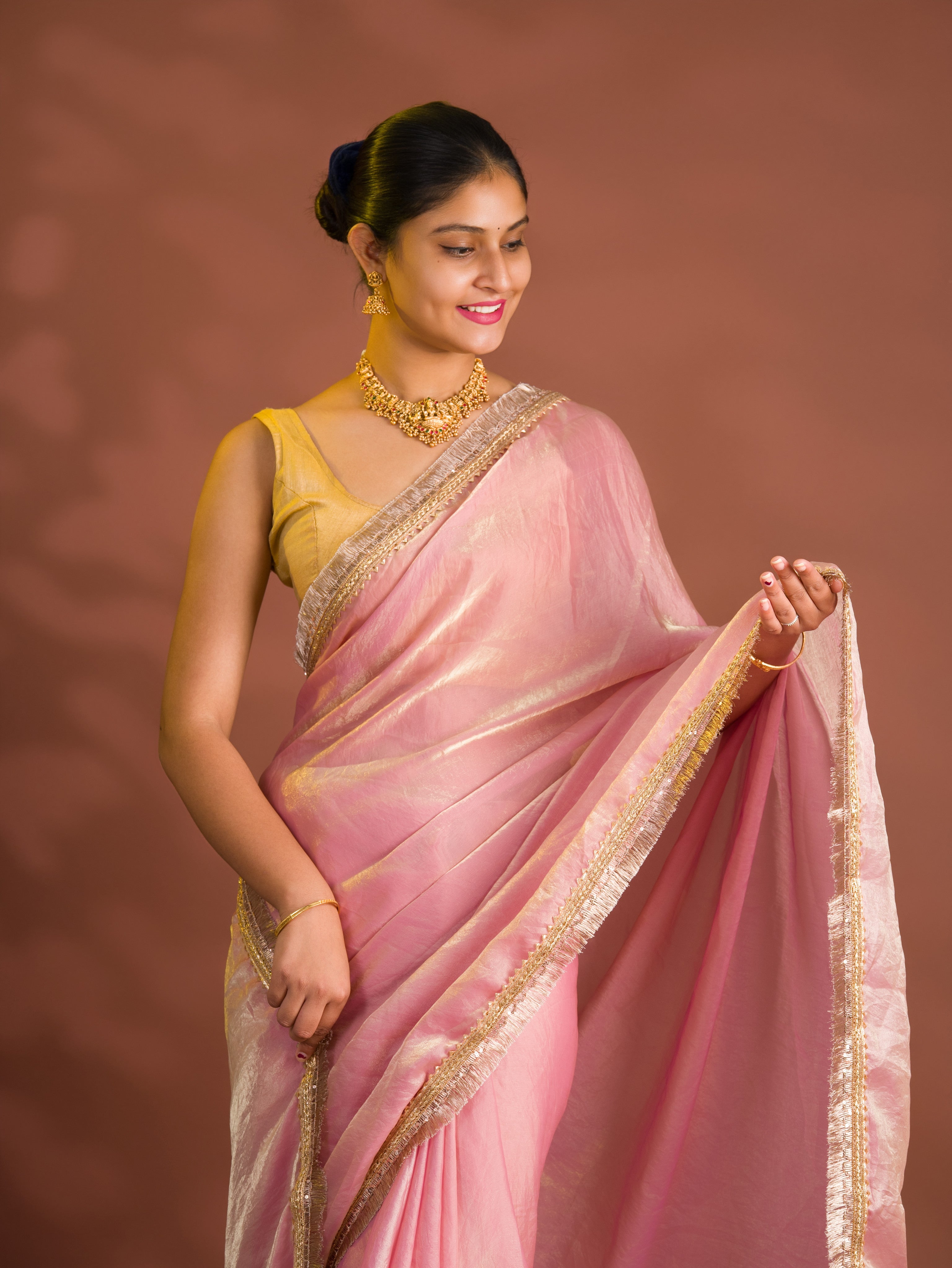 By Chiffon Tissue SareeWith Party Wear