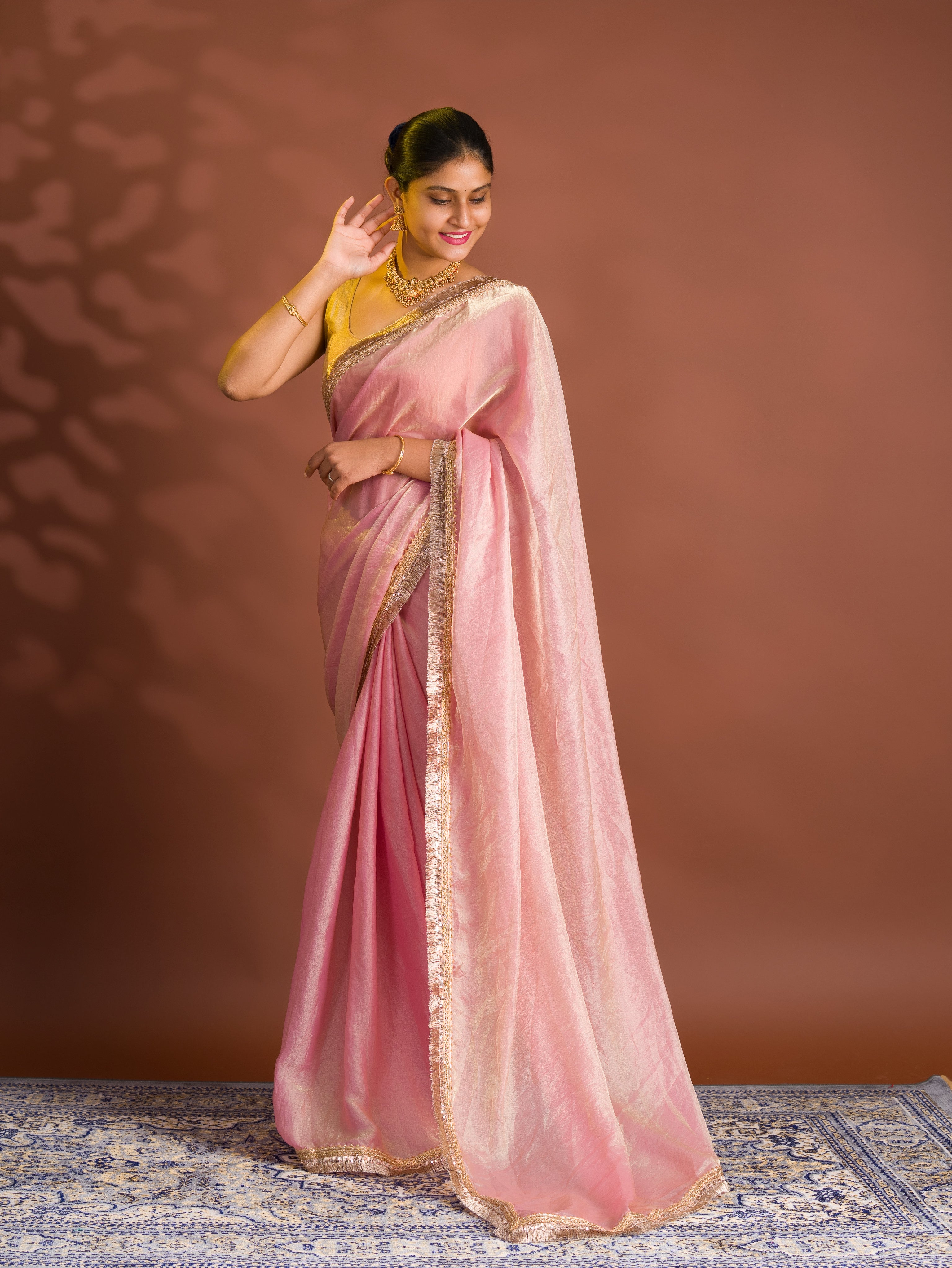 By Chiffon Tissue Saree With Party Wear