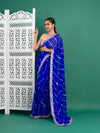 Chiffon Leheriya Style Wih Gotapatti Work Saree in blue color