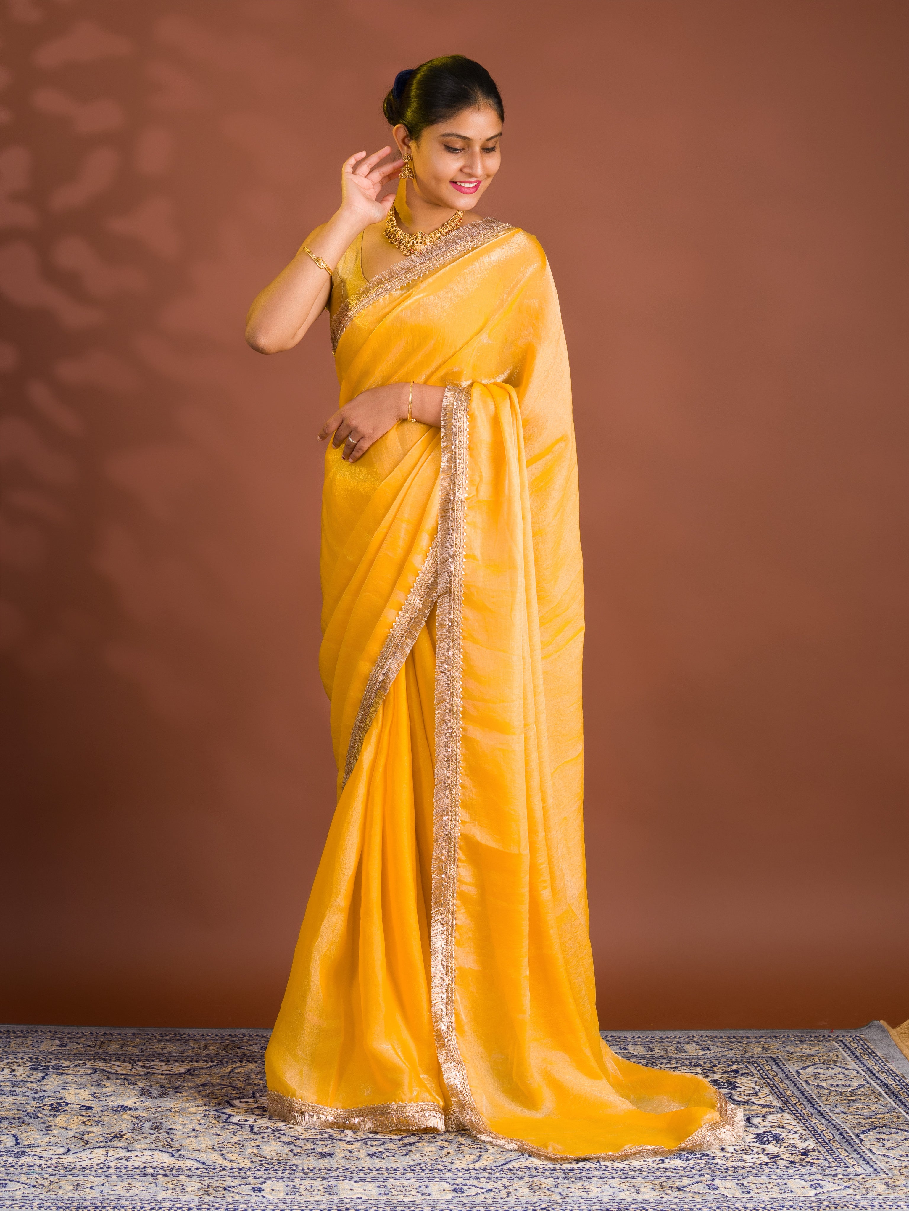 By Chiffon Tissue Saree With Party Wear