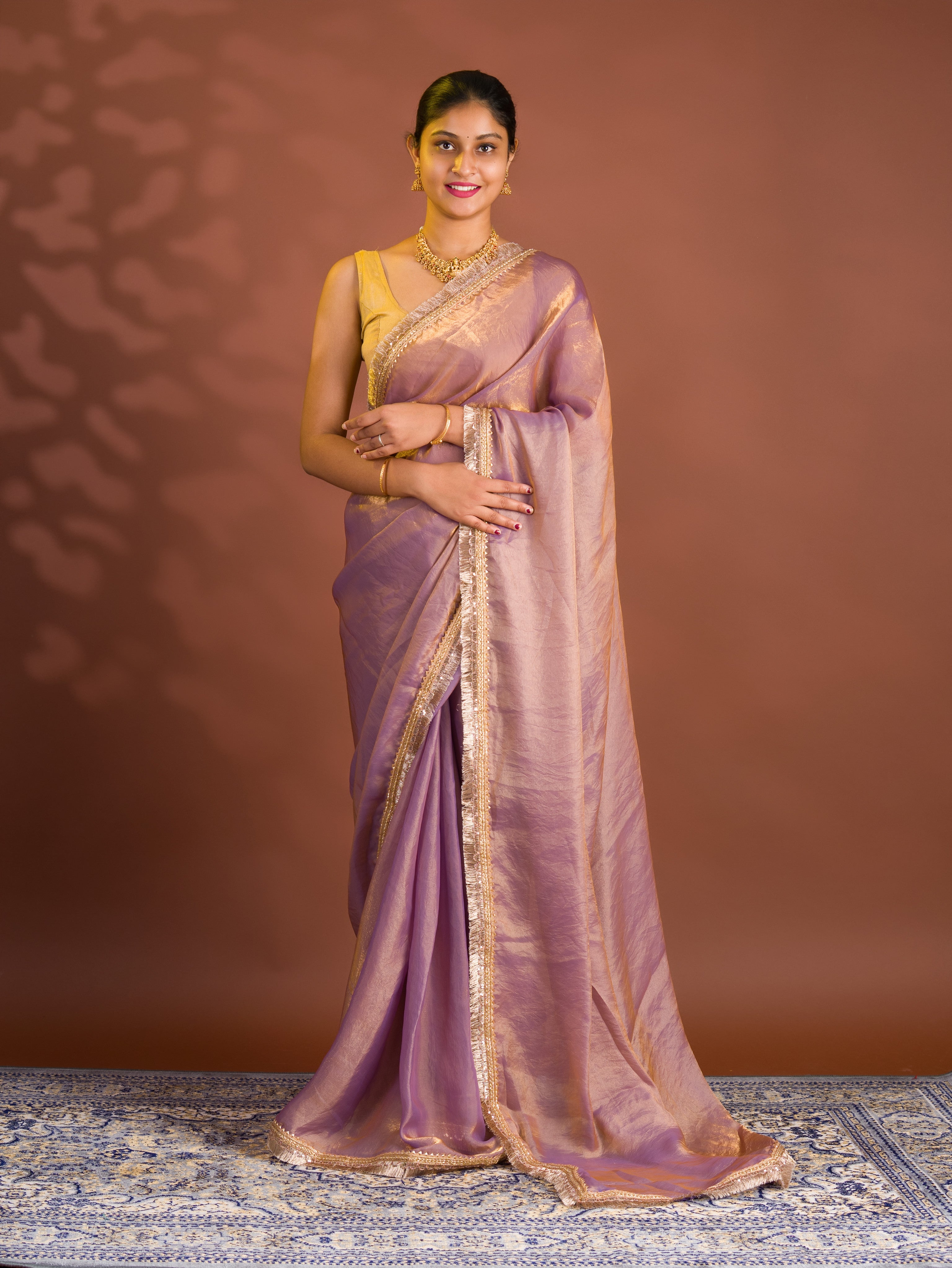 By Chiffon Tissue SareeWith Party Wear