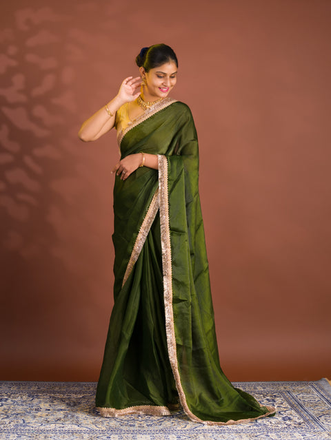 By Chiffon Tissue Saree  With Party Wear