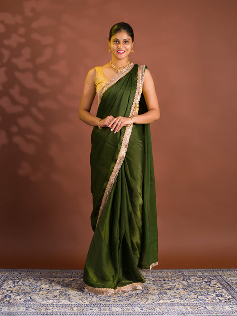 By Chiffon Tissue Saree  With Party Wear