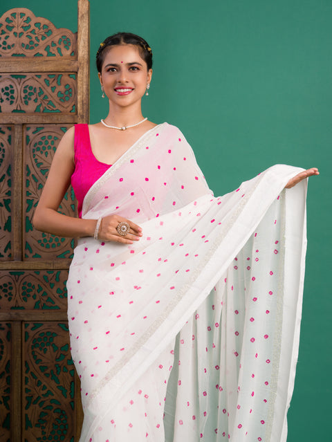 KcPc New Lightweight Georgette Bandhani Saree CHAND
